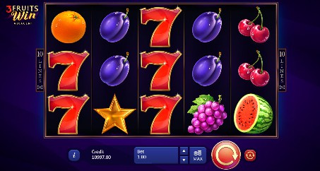 3 Fruits Win: 10 Lines Adjacent Mobile Slots UK